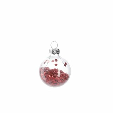 Mini-Kugel Schneeball, Flitter/rot, 4 cm