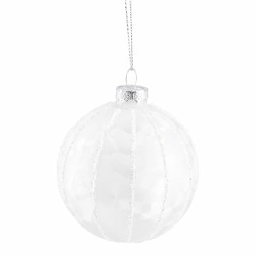Kugel Frost, Relief/Rillen/weiß, 8 cm