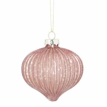 Kugel Zwiebel, Rillen/rosa, 8 cm