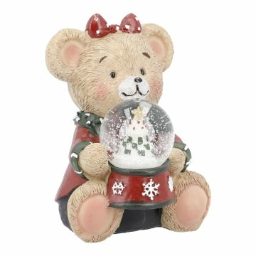 Schneekugel Teddy, Schleife/Baum, 7.5 x 10.5 cm
