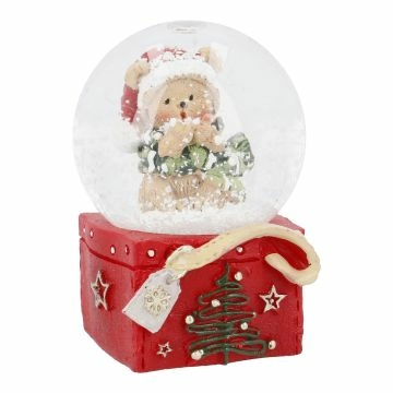 Schneekugel Xmas-Motiv, Teddy/Streifen, 4.5 x 6 cm