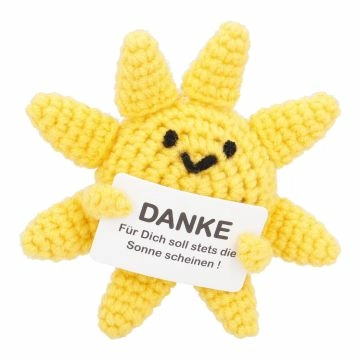 Häkelfigur Spruch, Sonne, 10.5 cm