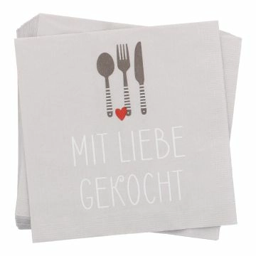 Serviette Mit Liebe gekocht, 20 Stück