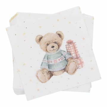 Serviette Bär mit Geschenk, 20 Stück