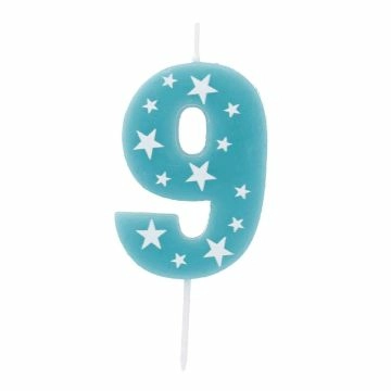 Tortenkerze Geburtstag/Sterne, Zahl 9