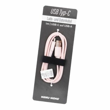 USB-Ladekabel, A auf C/rosa, 100 cm