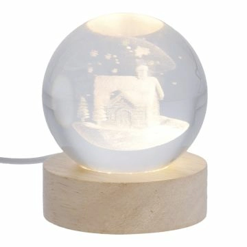 LED-Kugel Winter-Motiv, Haus, 6 x 7 cm