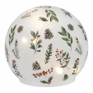 LED-Kugel Weihnachten/Zweige/satiniert, 12 cm