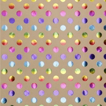 Geschenkpapier Kraft, Punkte/Rainbow, 2 m