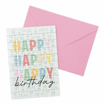 Grußkarte Puzzle mit Umschlag, Happy Birthday