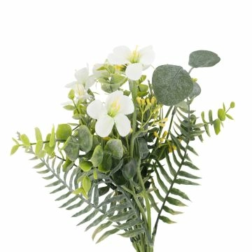 Strauß Wachsblume/Farn, weiß, 37 cm