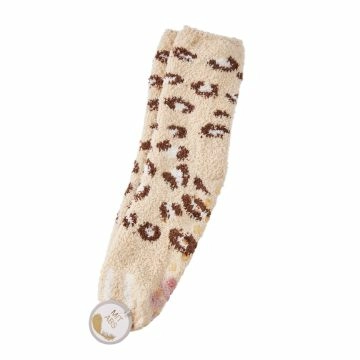 Kuschelsocken Anti-Rutsch, Leo/beige/offwhite