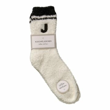 Kuschelsocken Buchstabe, J/schwarz, Gr. 35-42
