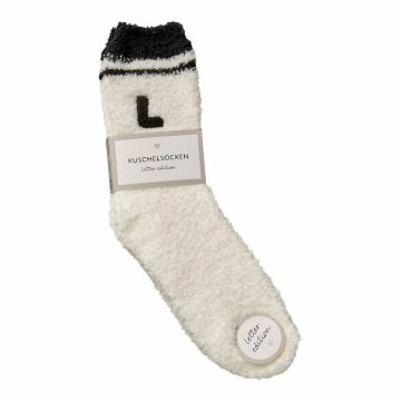 Kuschelsocken Buchstabe, L/schwarz, Gr. 35-42