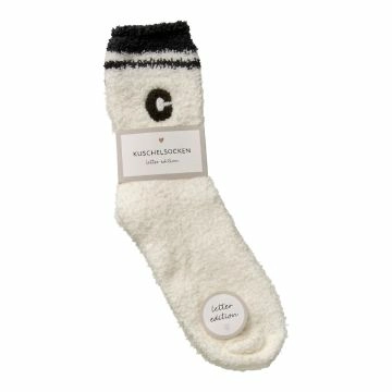 Kuschelsocken Buchstabe, C/schwarz, Gr. 35-42