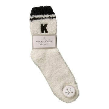 Kuschelsocken Buchstabe, K/schwarz, Gr. 35-42