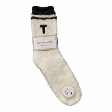 Kuschelsocken Buchstabe, T/schwarz, Gr. 35-42