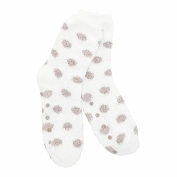 Kuschelsocken Anti-Rutsch, Dots/offwhite/beige