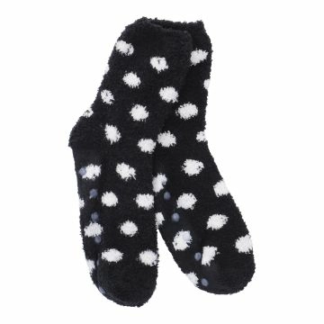 Kuschelsocken Anti-Rutsch, Dots/schwarz/weiß