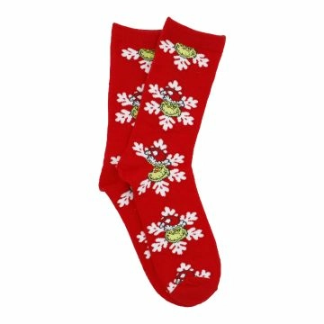 Weihnachtssocken Grinch, Kopf/Flocke/rot, Größe 35-42