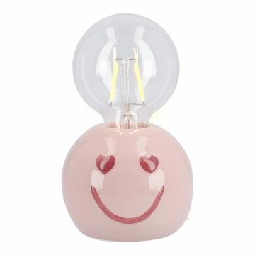 LED-Lampe mit Smiley-Sockel, rosa, 16 cm
