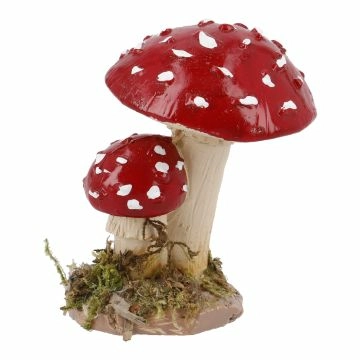 Pilz-Dekoration mit Moos, rund/zwei, 7 cm