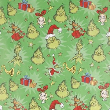 Geschenkpapier Grinch, grün, 2 m