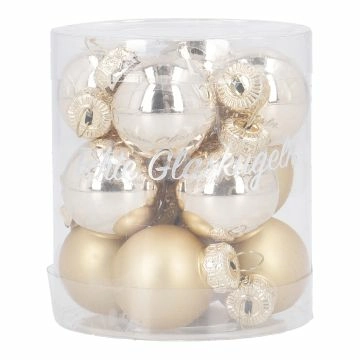 12er Set Glaskugeln 2,5 cm, gold