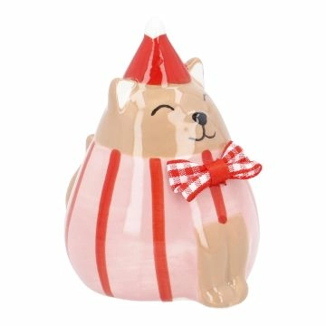 Weihnachtskatze, rosa/rot, 8 cm