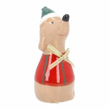 Weihnachtshund, rot/Streifen, 9 cm