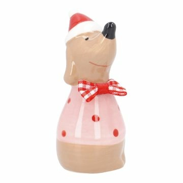 Weihnachtshund, rosa/Punkte, 9 cm