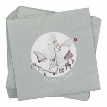 Serviette Wichtel, mintgrün/Happy Time, 20 Stück