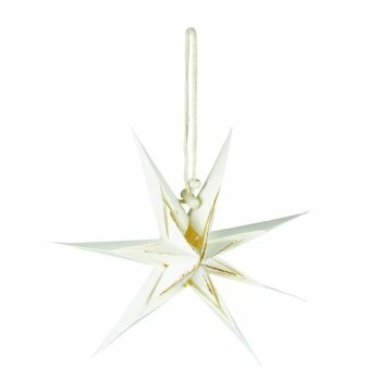 Papierstern , 3D, weiß/gold, 18 cm