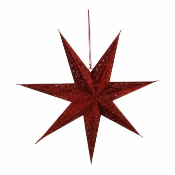 Papierstern, 60 cm, samt-rot,Sprenkel