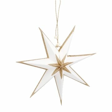 Papierstern, weiß/gold, Uni, 18 cm