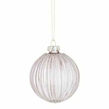 Kugel Rillen, rosa/transparent, 8 cm