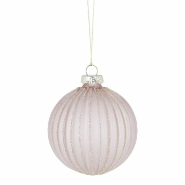 Kugel Rillen, rosa/matt, 8 cm