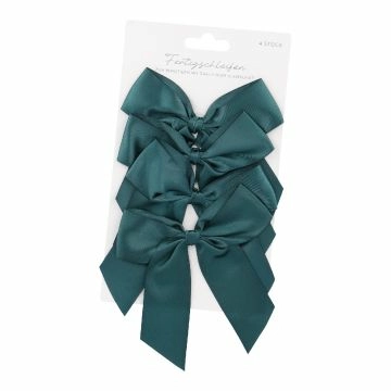 4er Set Satin-Schleife, dunkelgrün