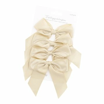 4er Set Satin-Schleife, gold