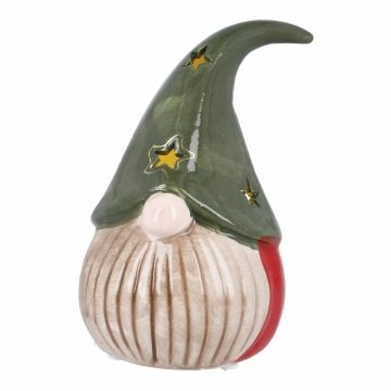 LED-Wichtel mit Mütze, grün, 14 cm
