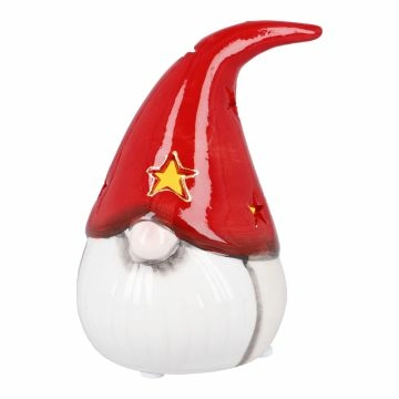 LED-Wichtel mit Mütze, rot, 11 cm