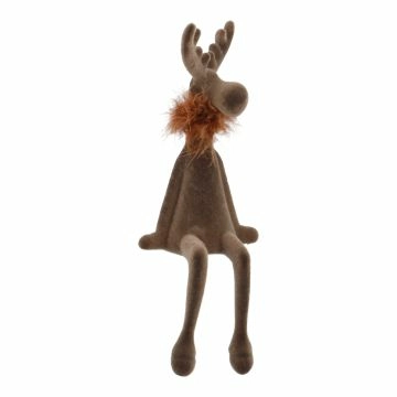 Deko-Rentier Flock, sitzend/braun, 33 cm