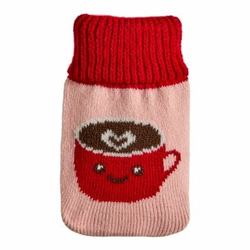 Strick-Taschenwärmer Kaffeetasse/rosa, rot, 13 cm