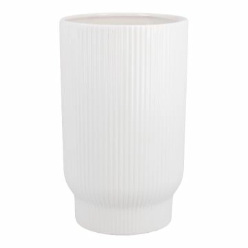 Vase Rillen mit Sockel, weiß, 21.5 cm