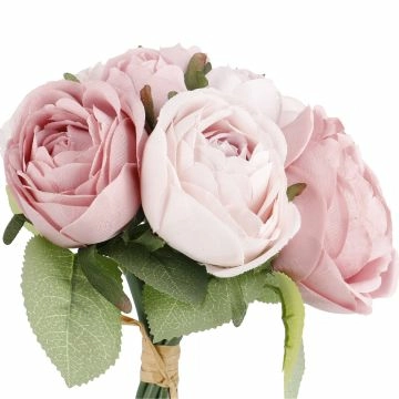 Strauß Rose, 9 Blüten/altrosa, 27 cm