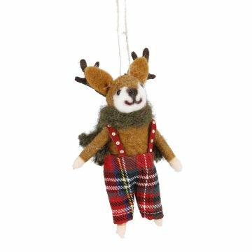 Anhänger Weihnachtstier, Rentier/Hose, 14 cm