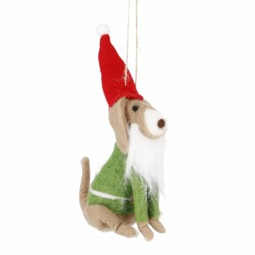 Anhänger Weihnachtstier, Bart/grün, 14 cm