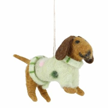 Anhänger Weihnachtstier, Pulli/grün, 14 cm