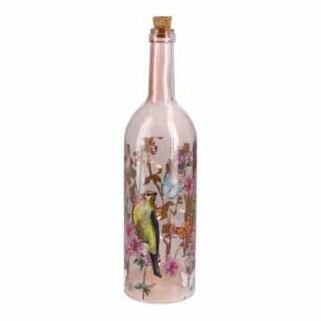 LED-Flasche Vogelgesang, pink, 32 cm