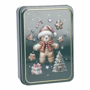 Keksdose Retro, Teddy/eckig, 13.4 x 9.5 x 3.7 cm